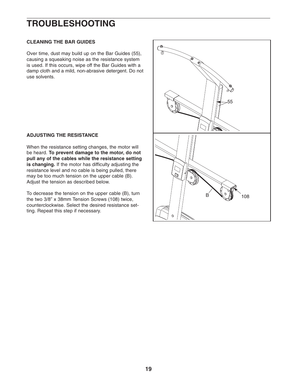 Troubleshooting | Weider 831.153992 User Manual | Page 19 / 27