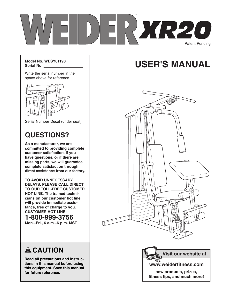 Weider XR20 User Manual | 27 pages