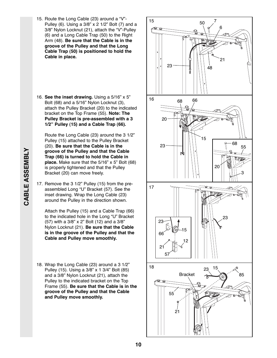 Cable assembl y | Weider XR20 User Manual | Page 10 / 27