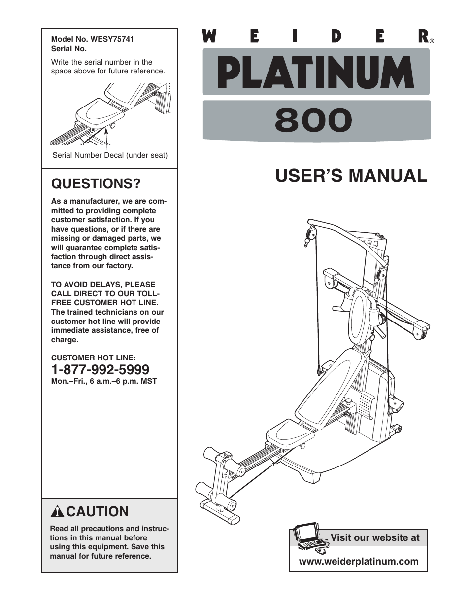 Weider WESY75741 User Manual | 27 pages