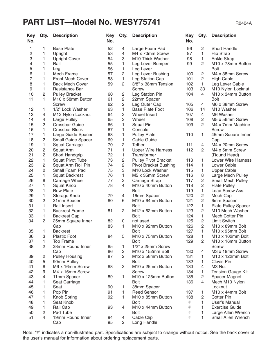 Weider WESY75741 User Manual | Page 25 / 27