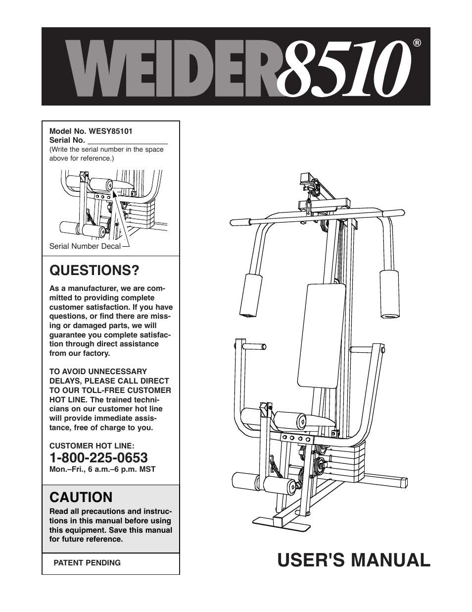 Weider 8510 User Manual | 27 pages