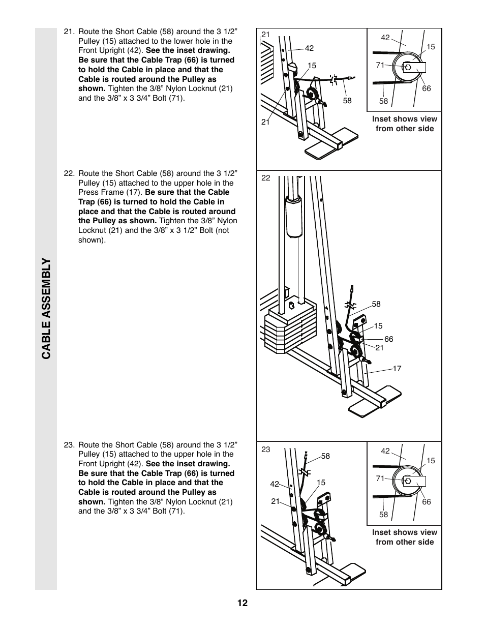 Cable assembl y | Weider 8510 User Manual | Page 12 / 27