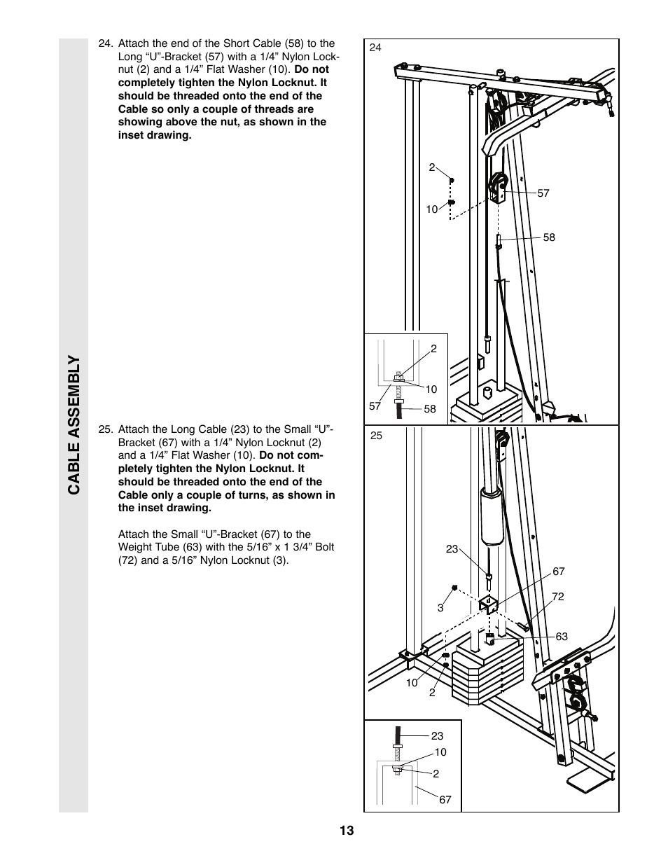Cable assembl y | Weider 8510 User Manual | Page 13 / 27
