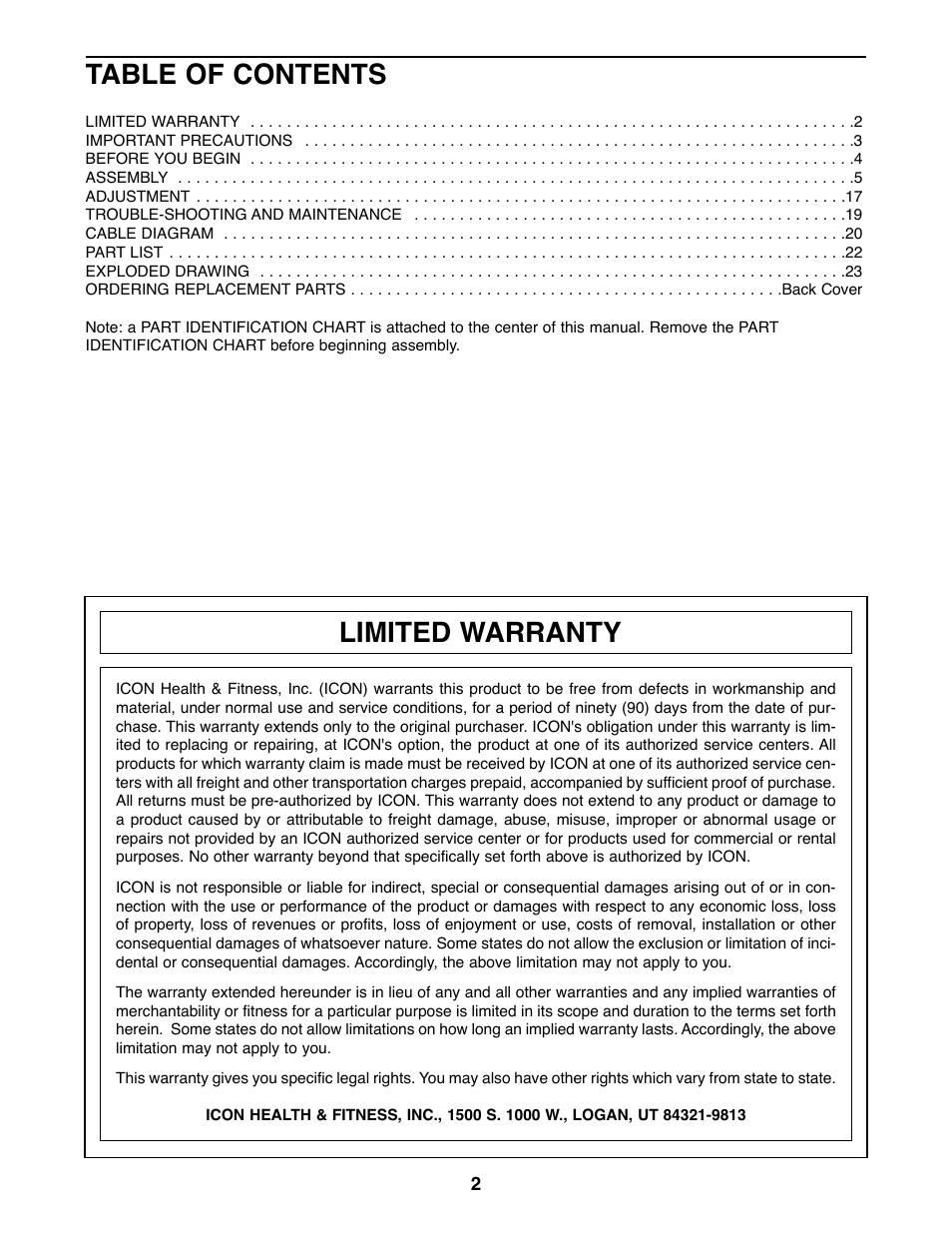 Weider 8510 User Manual | Page 2 / 27