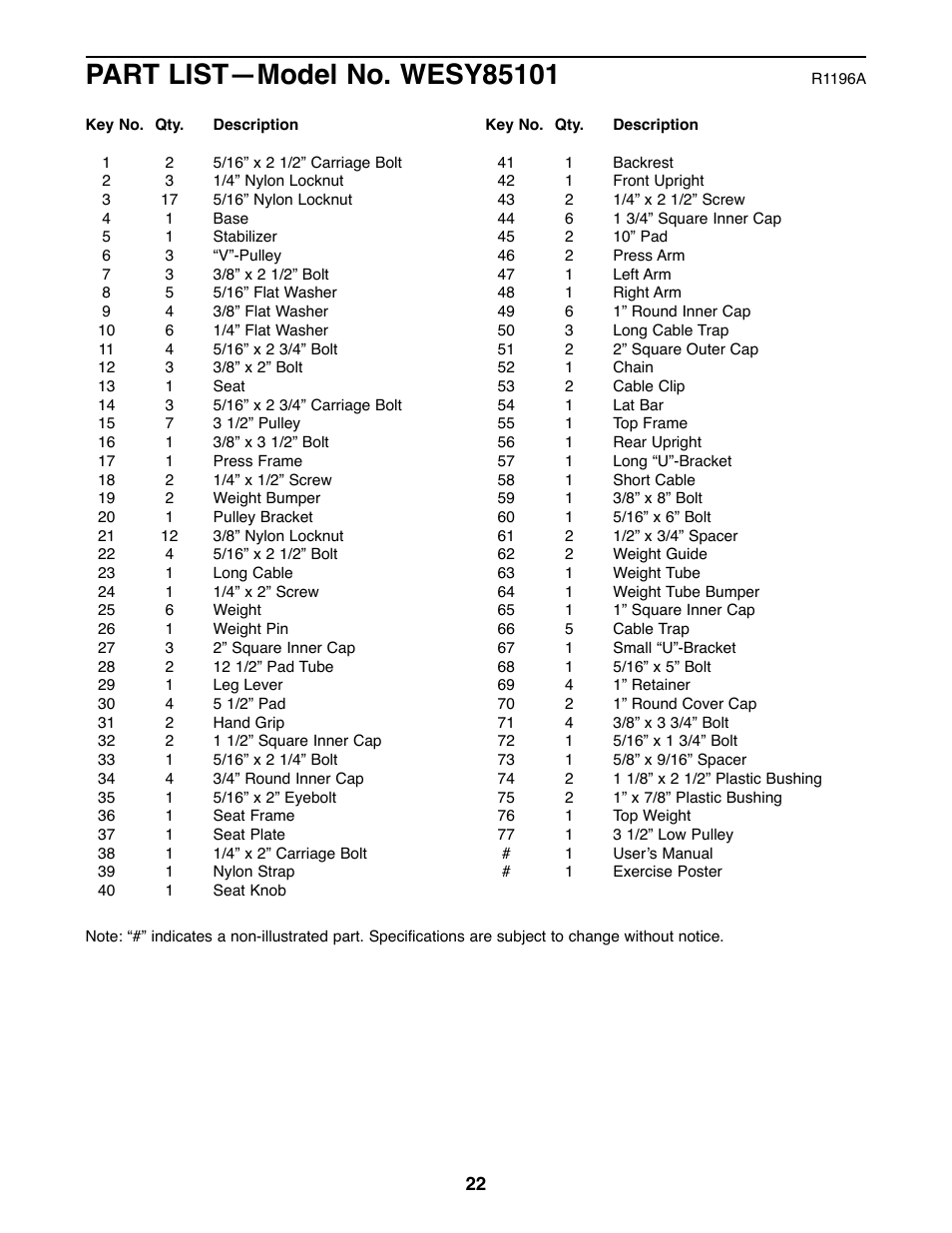 Weider 8510 User Manual | Page 22 / 27
