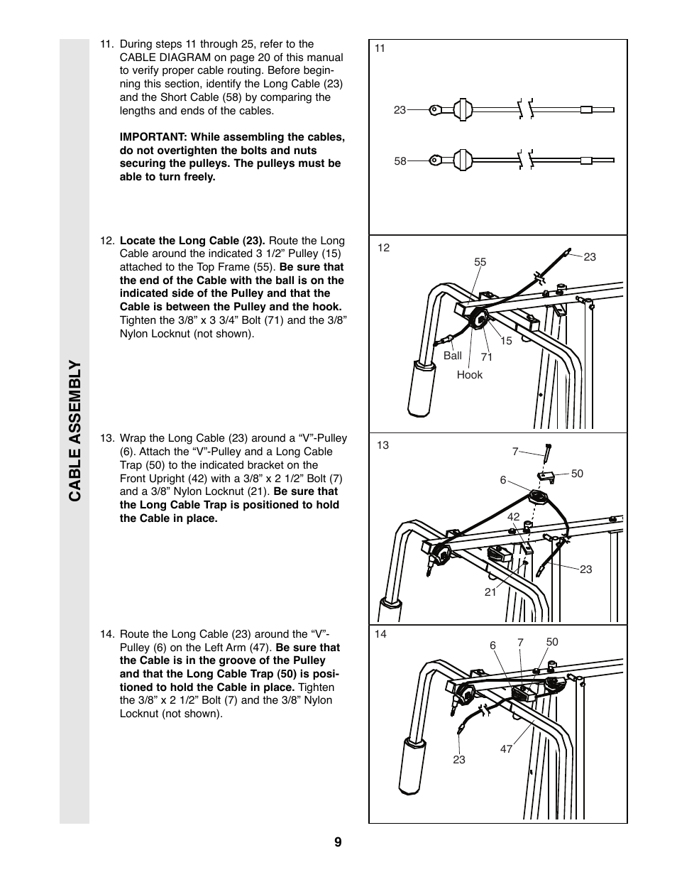 Cable assembl y | Weider 8510 User Manual | Page 9 / 27