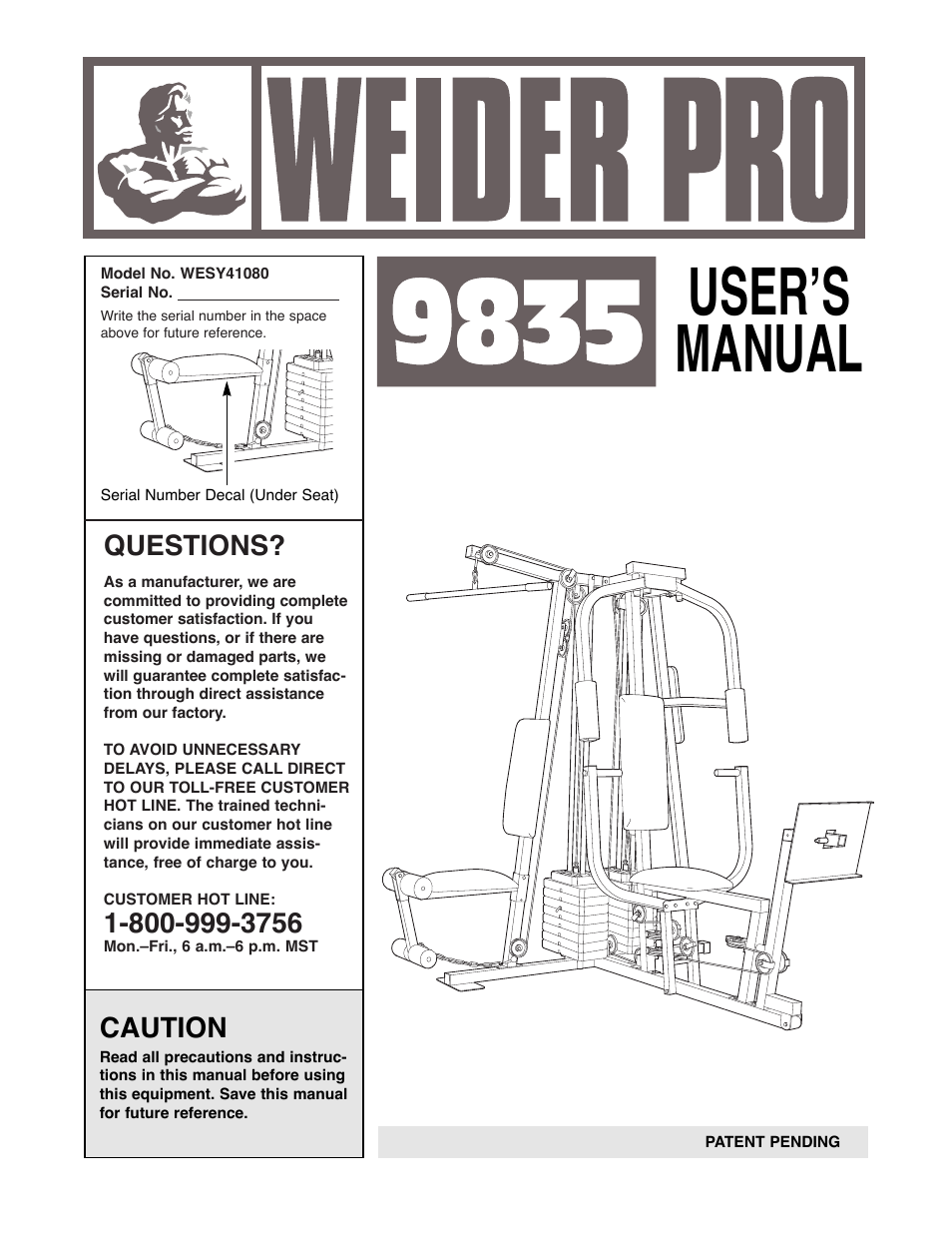 Weider WESY41080 User Manual | 33 pages