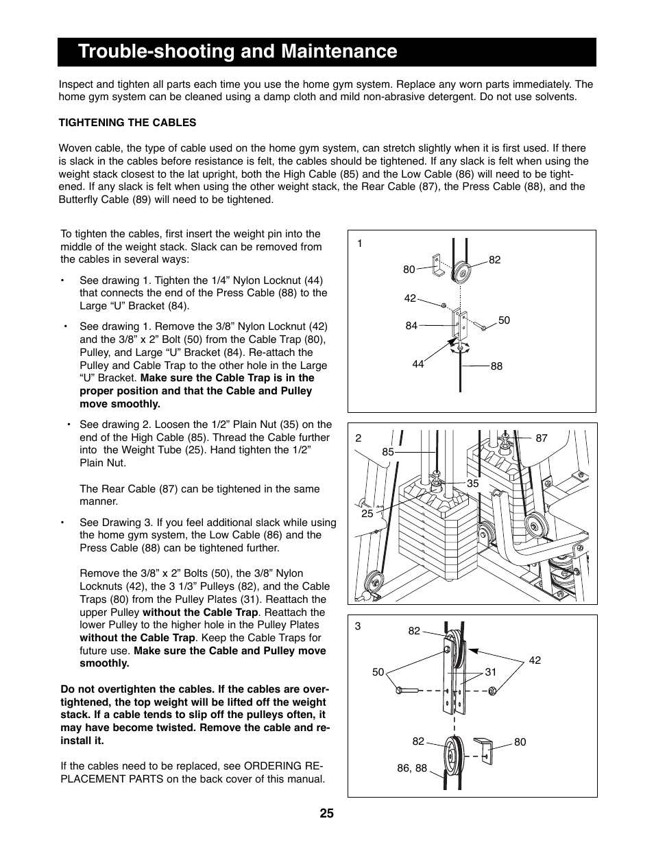 Trouble-shooting and maintenance | Weider WESY41080 User Manual | Page 25 / 33