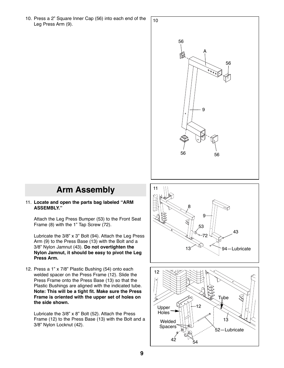 Arm assembly | Weider WESY41080 User Manual | Page 9 / 33
