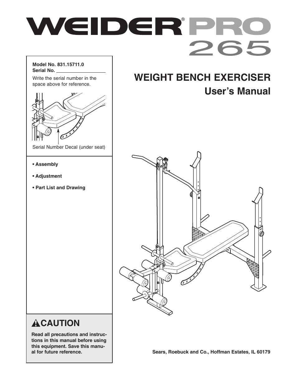Weider 831.15711.0 User Manual | 20 pages