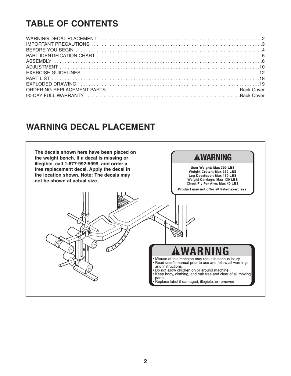 Weider 831.15711.0 User Manual | Page 2 / 20
