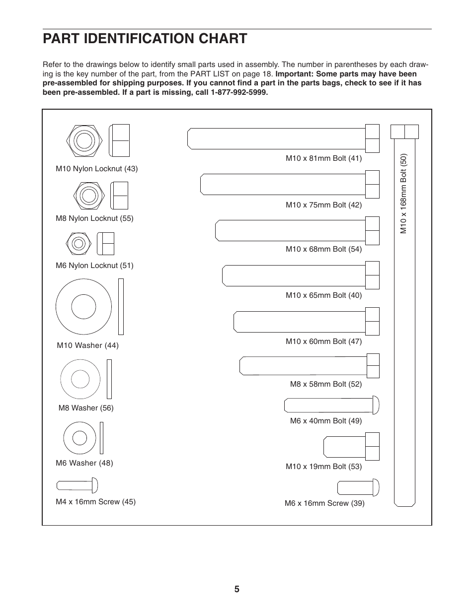 Part identification chart | Weider 831.15711.0 User Manual | Page 5 / 20