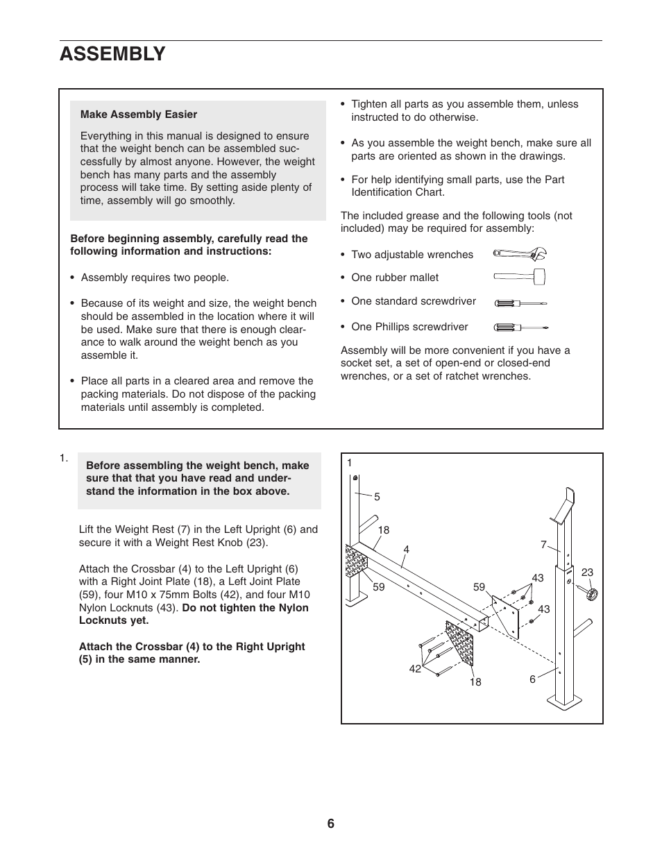 Assembly | Weider 831.15711.0 User Manual | Page 6 / 20