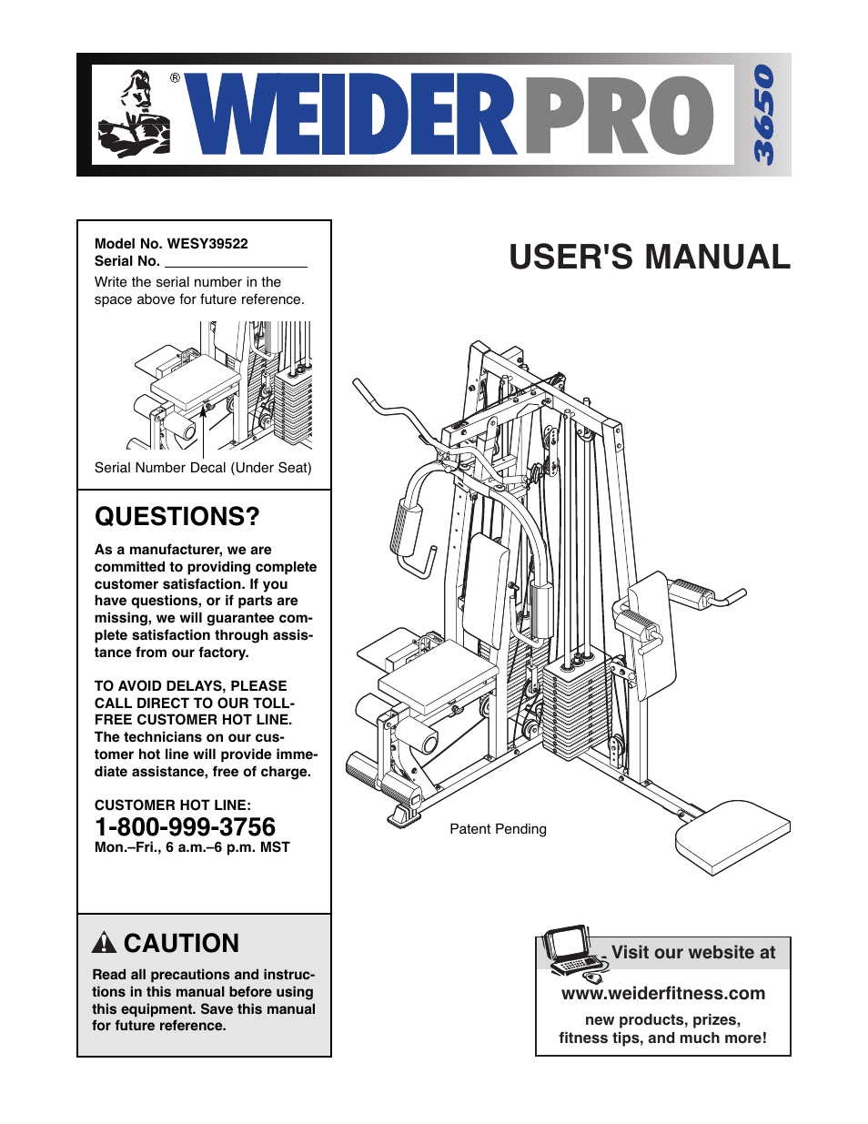 Weider WESY39522 User Manual | 35 pages