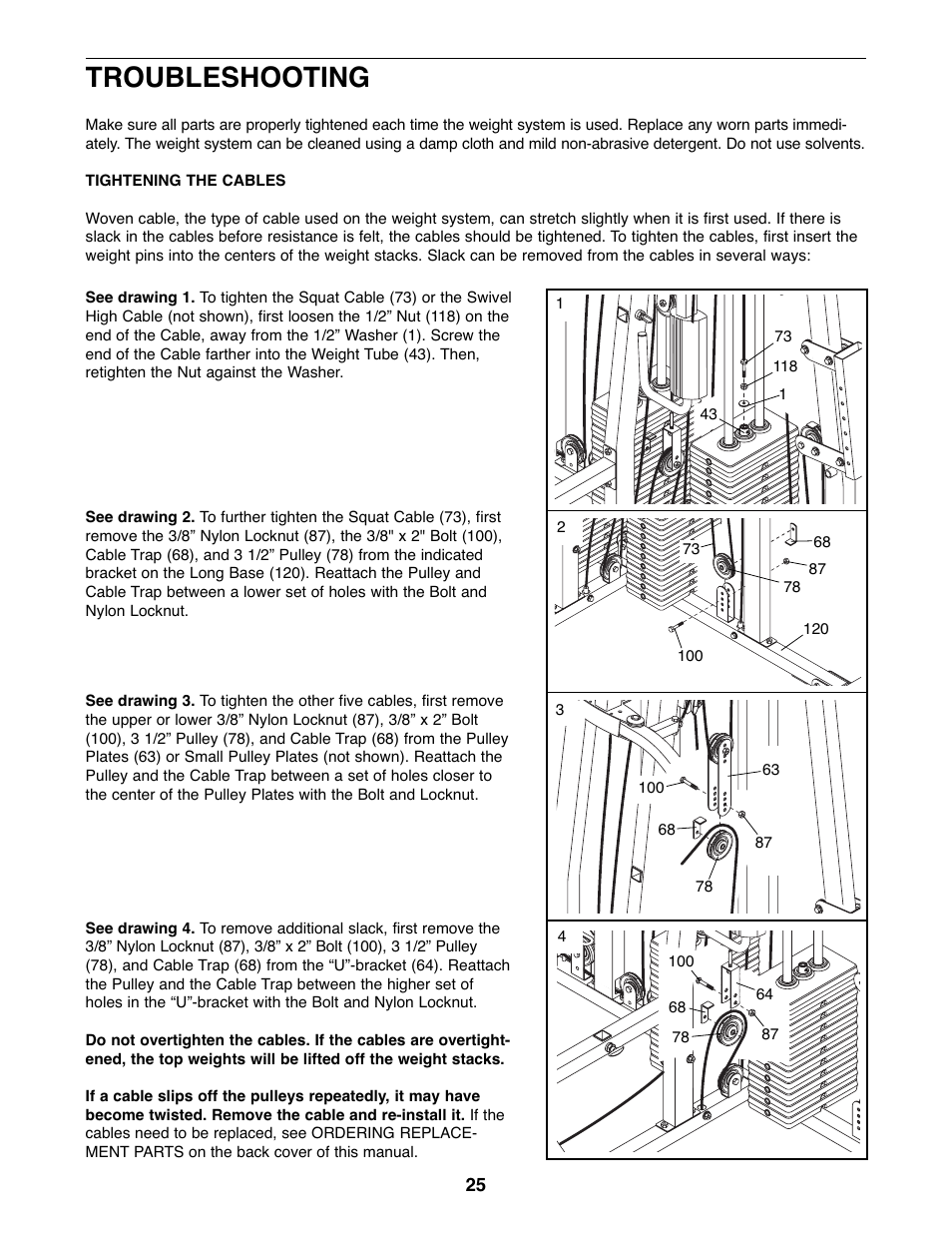 Troubleshooting | Weider WESY39522 User Manual | Page 25 / 35