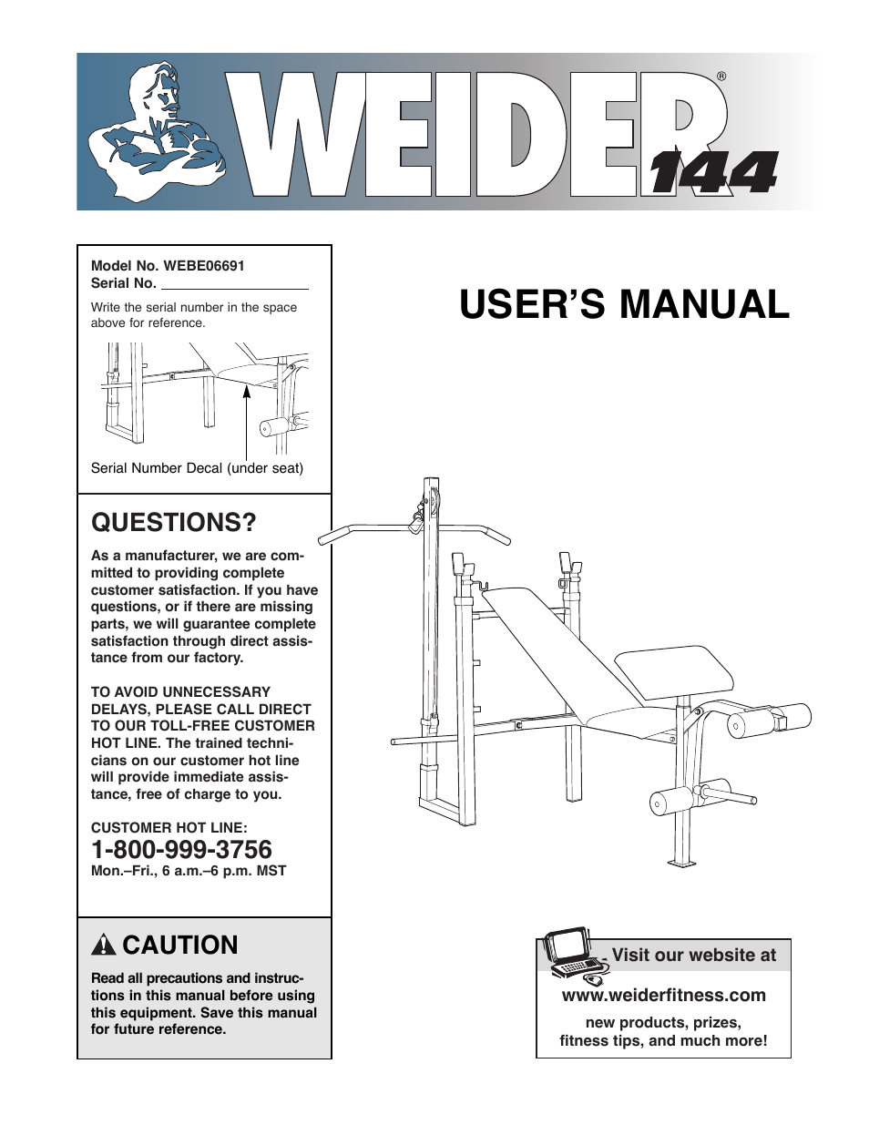 Weider WEBE06691 User Manual | 16 pages