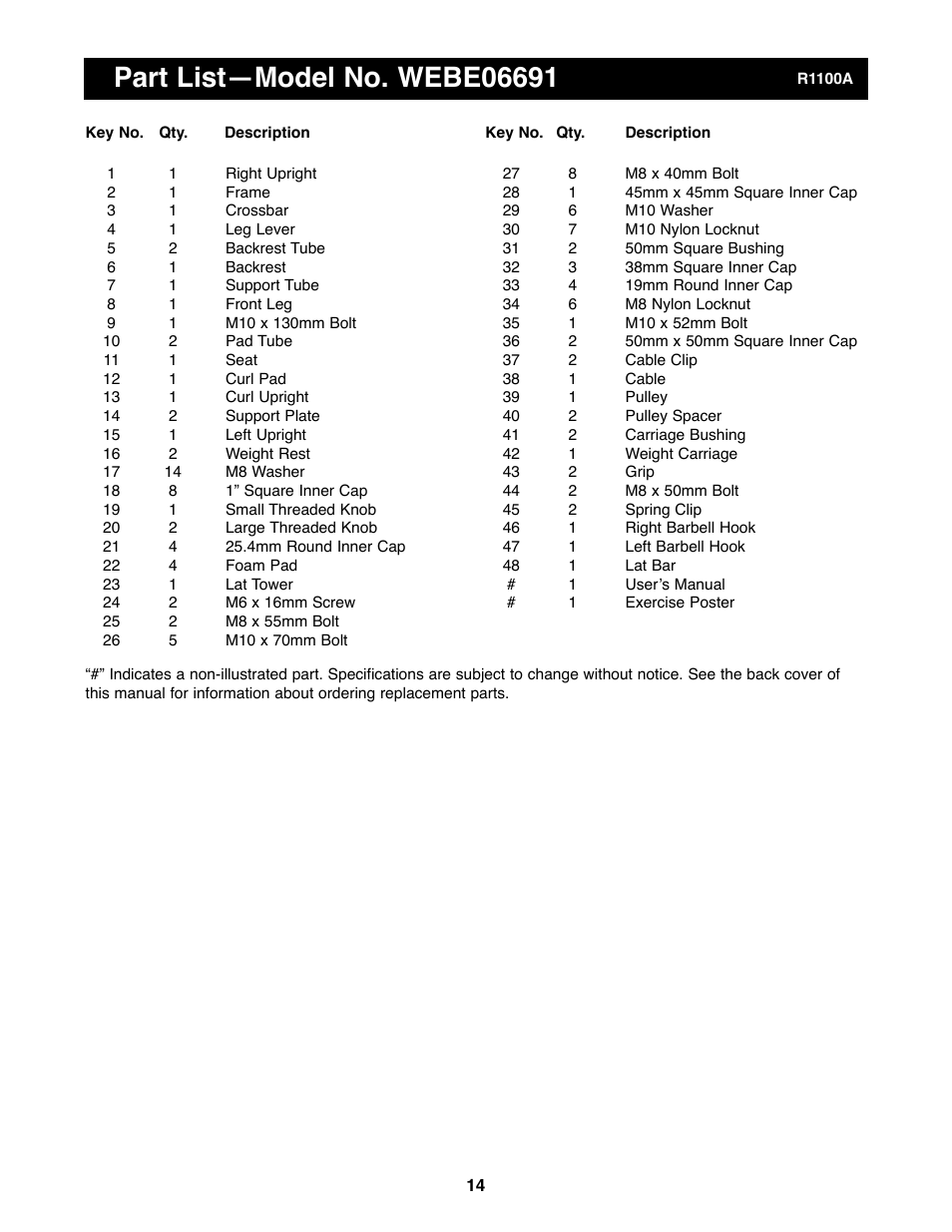Weider WEBE06691 User Manual | Page 14 / 16