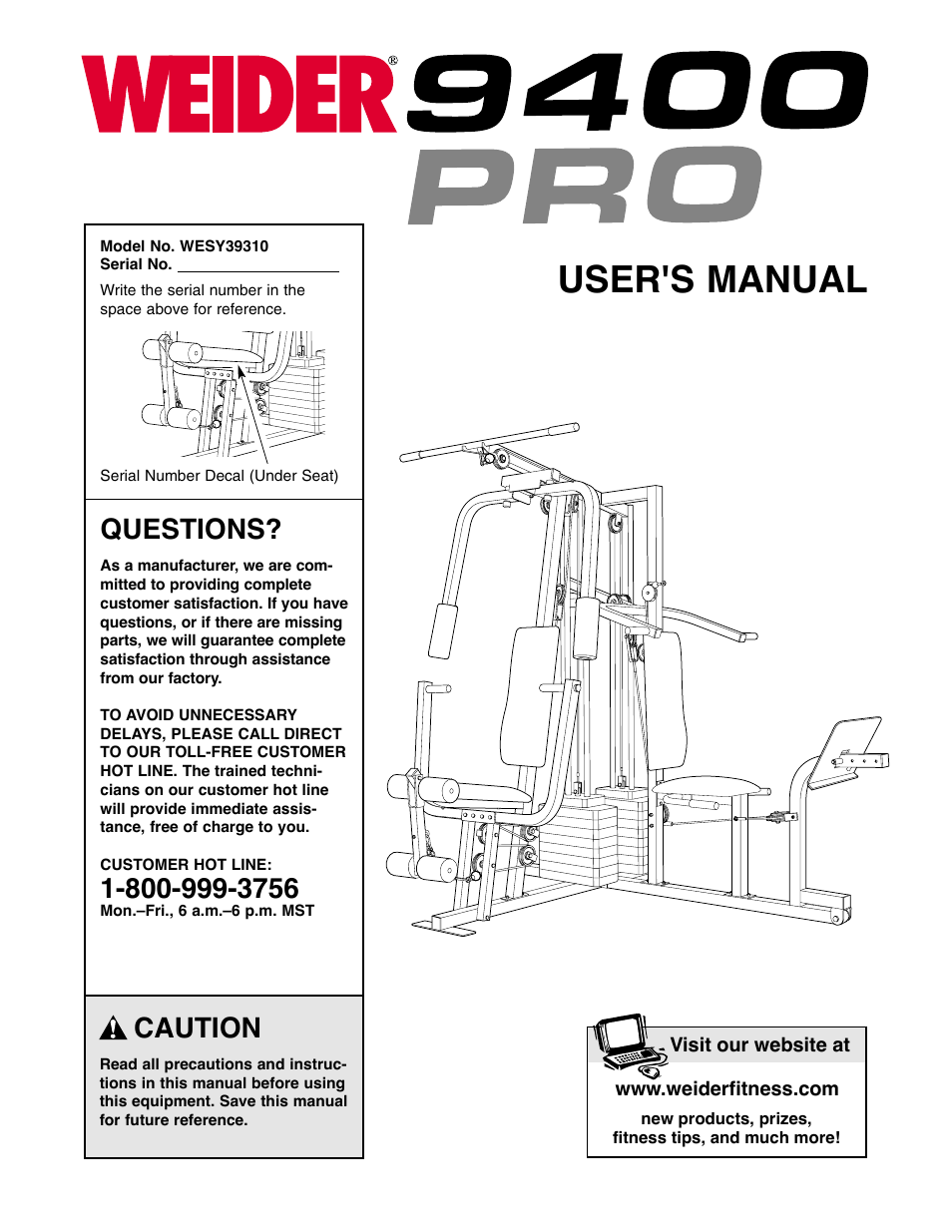 Weider WESY39310 User Manual | 32 pages