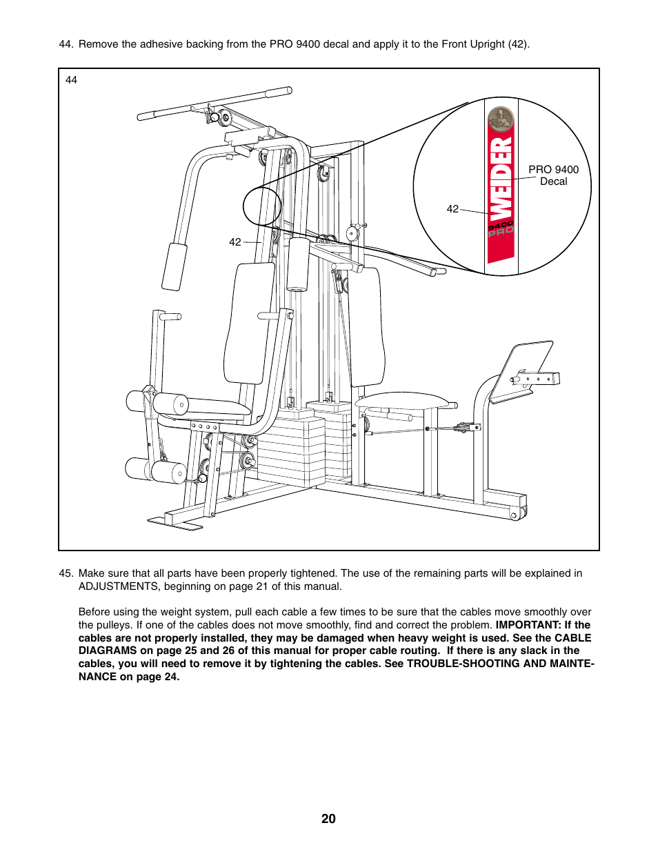 Weider WESY39310 User Manual | Page 20 / 32