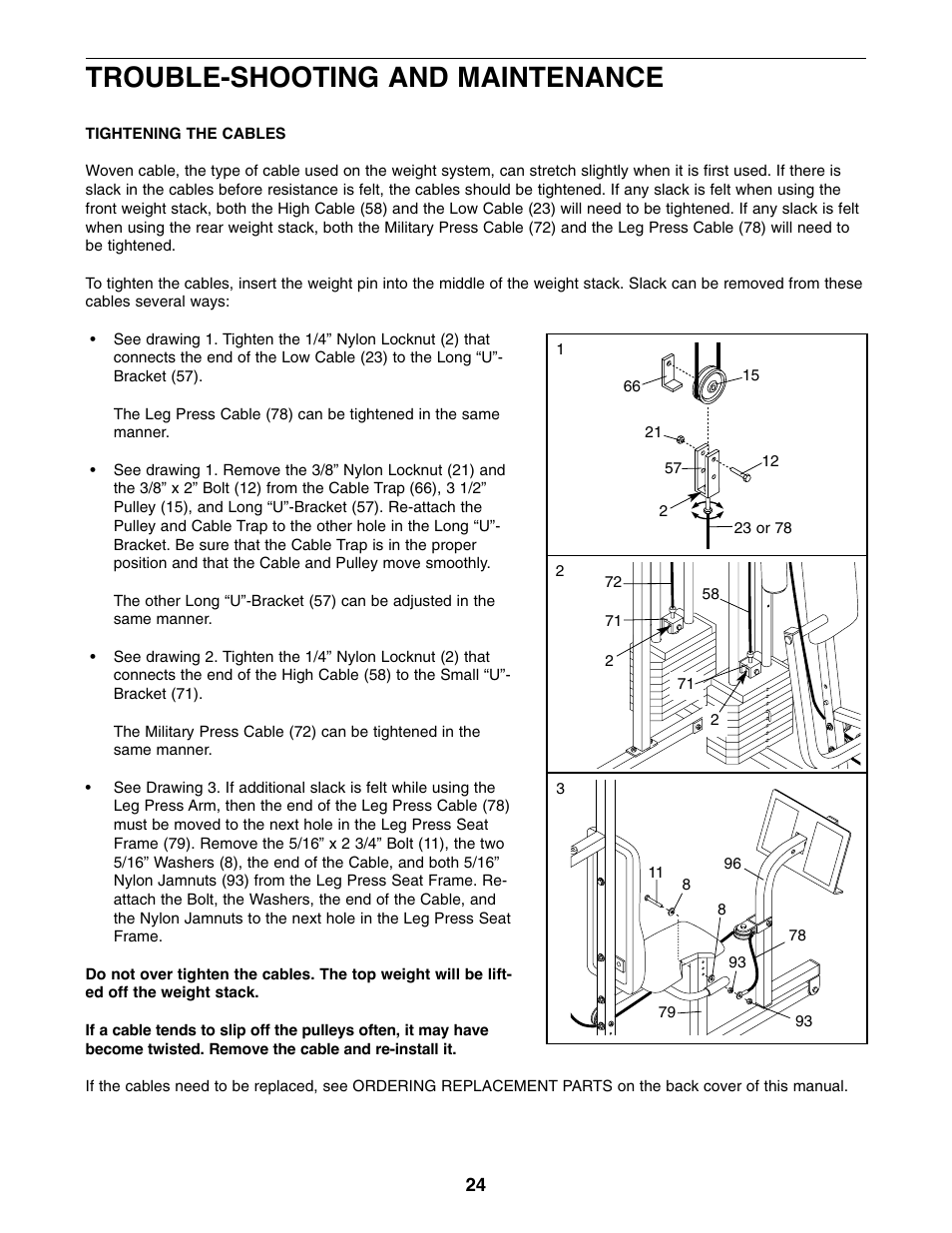 Trouble-shooting and maintenance | Weider WESY39310 User Manual | Page 24 / 32