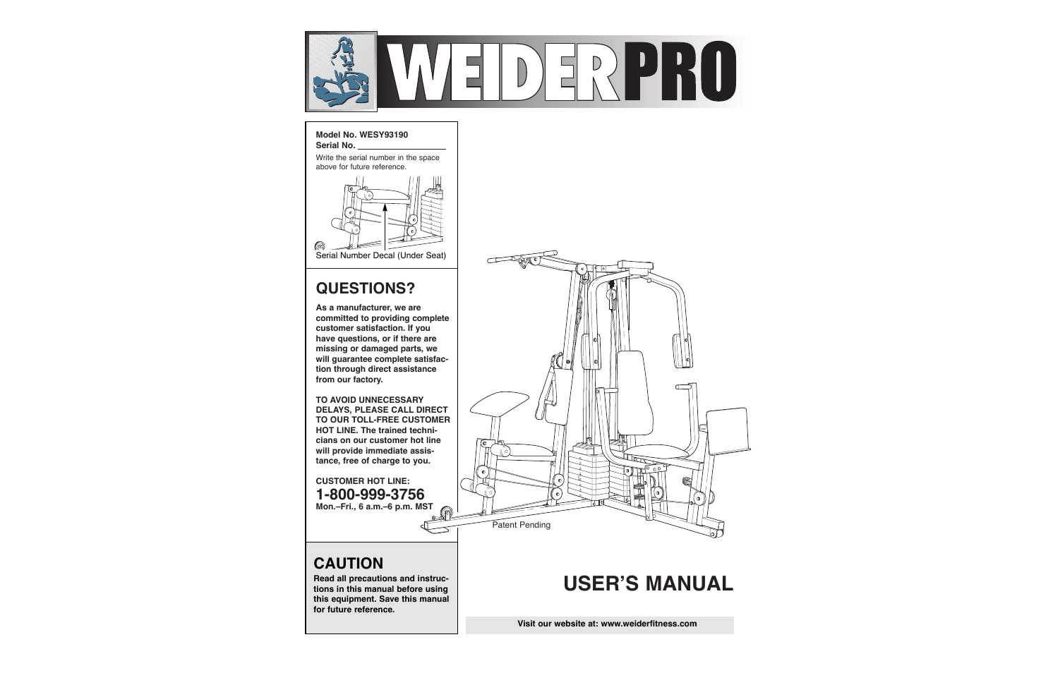 Weider WESY93190 User Manual | 33 pages