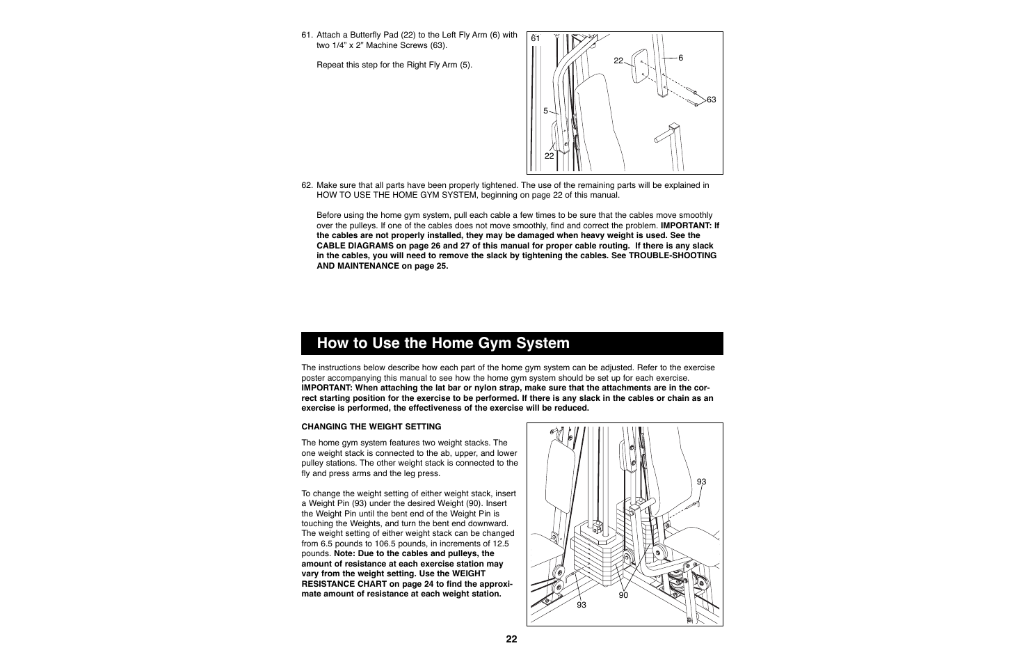 How to use the home gym system | Weider WESY93190 User Manual | Page 22 / 33