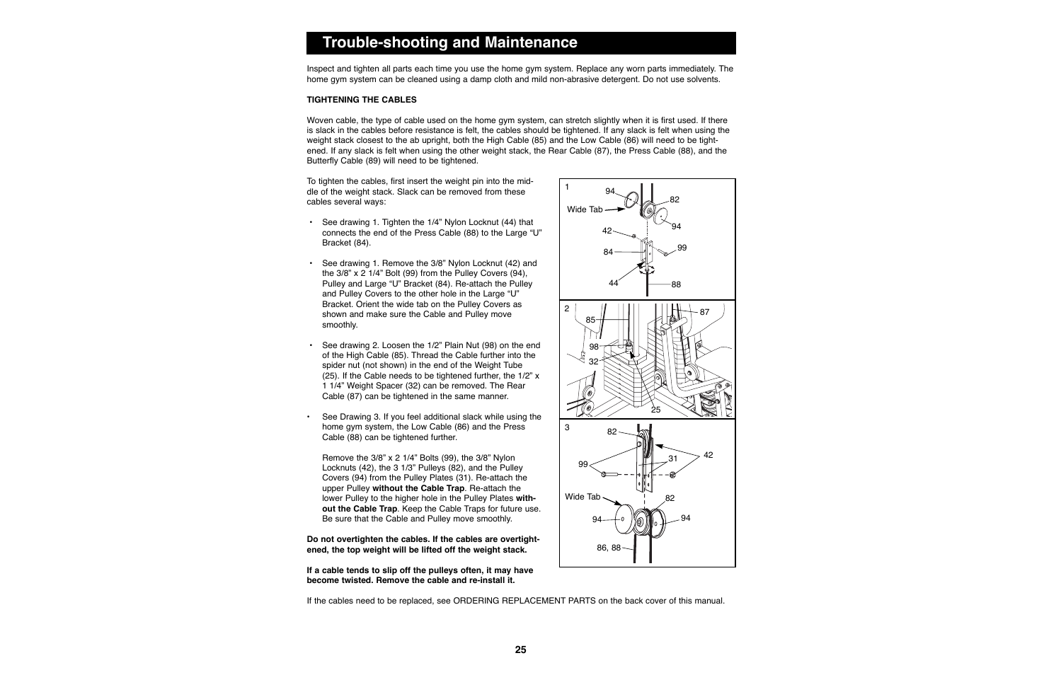 Trouble-shooting and maintenance | Weider WESY93190 User Manual | Page 25 / 33