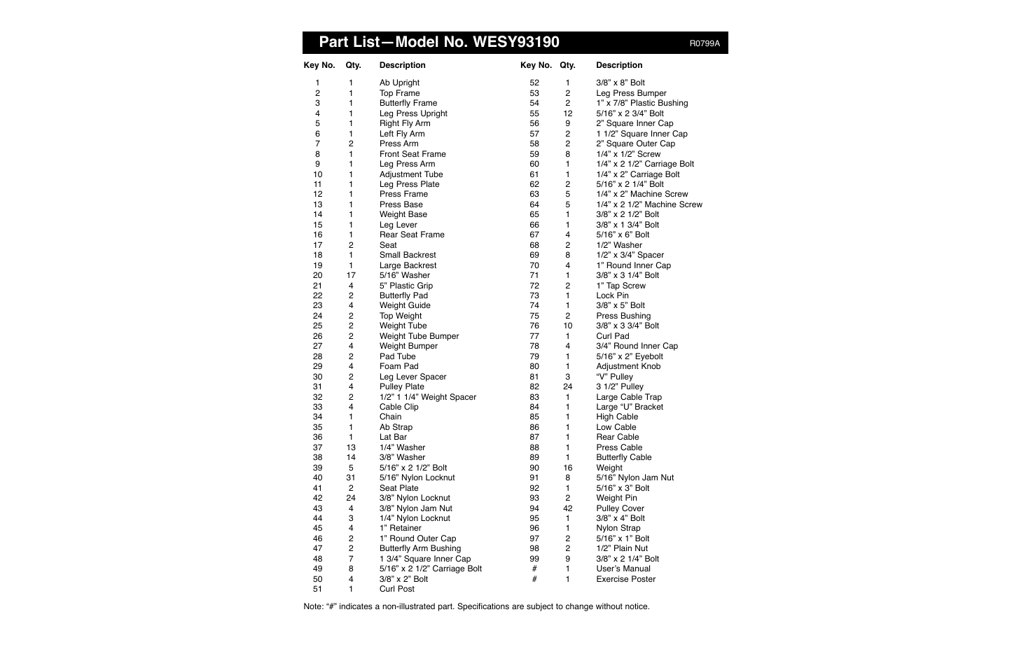 Weider WESY93190 User Manual | Page 31 / 33