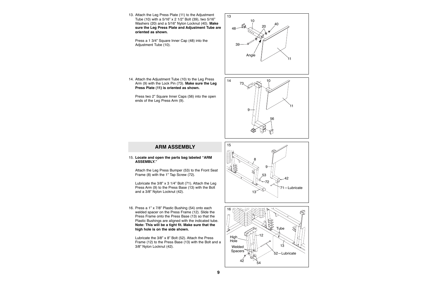 Arm assembly | Weider WESY93190 User Manual | Page 9 / 33