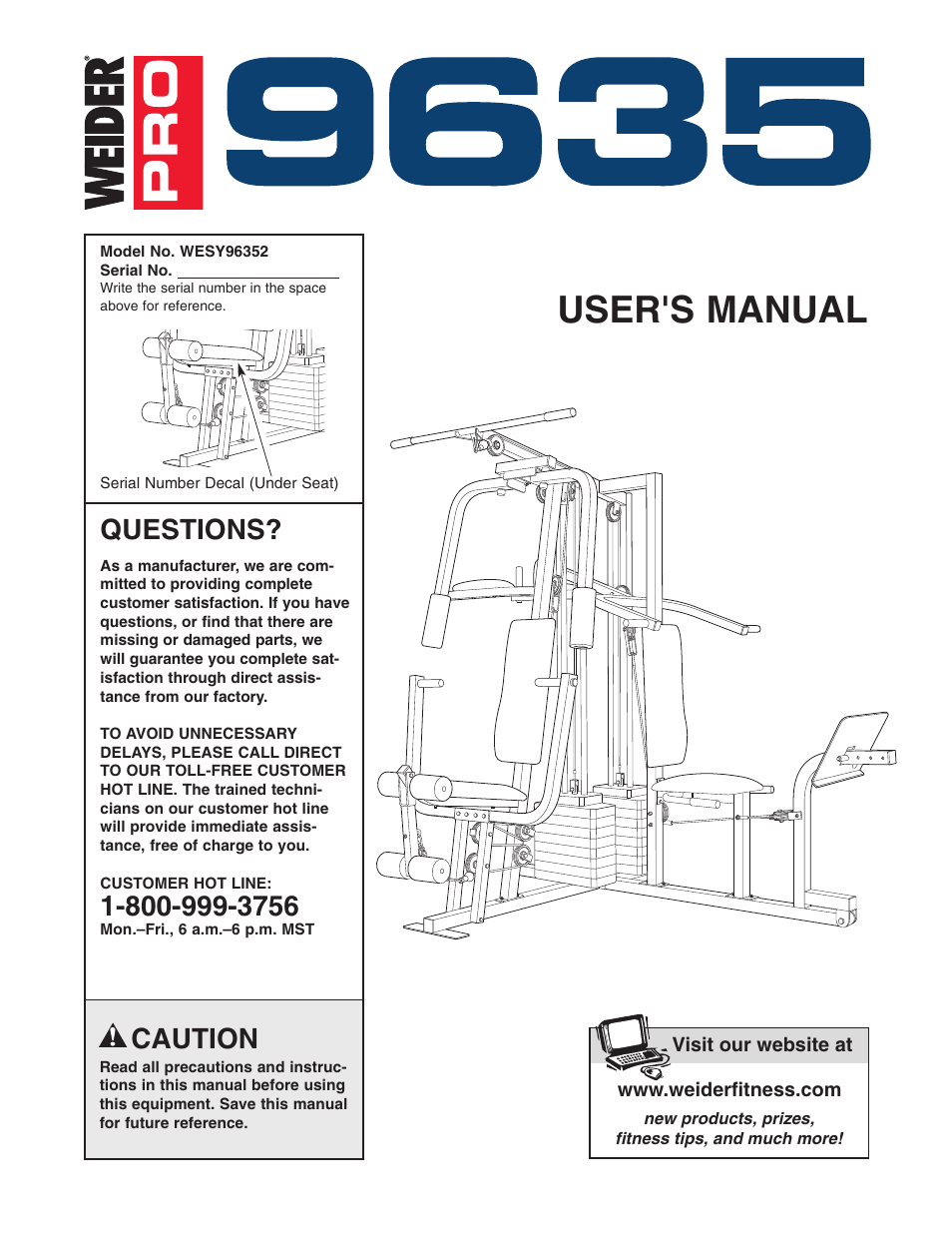Weider WESY96352 User Manual | 33 pages