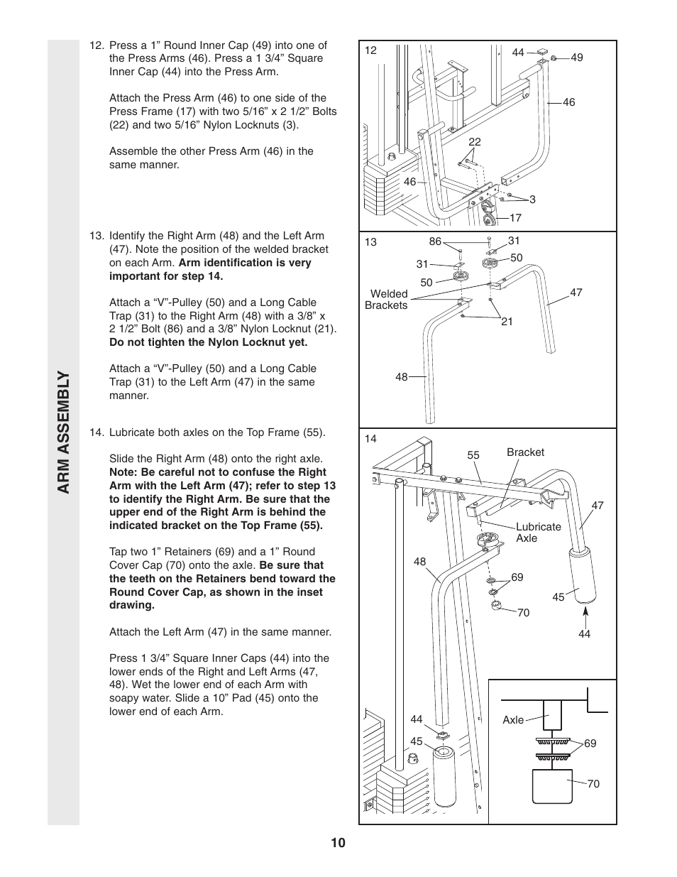 Arm assembl y | Weider WESY96352 User Manual | Page 10 / 33
