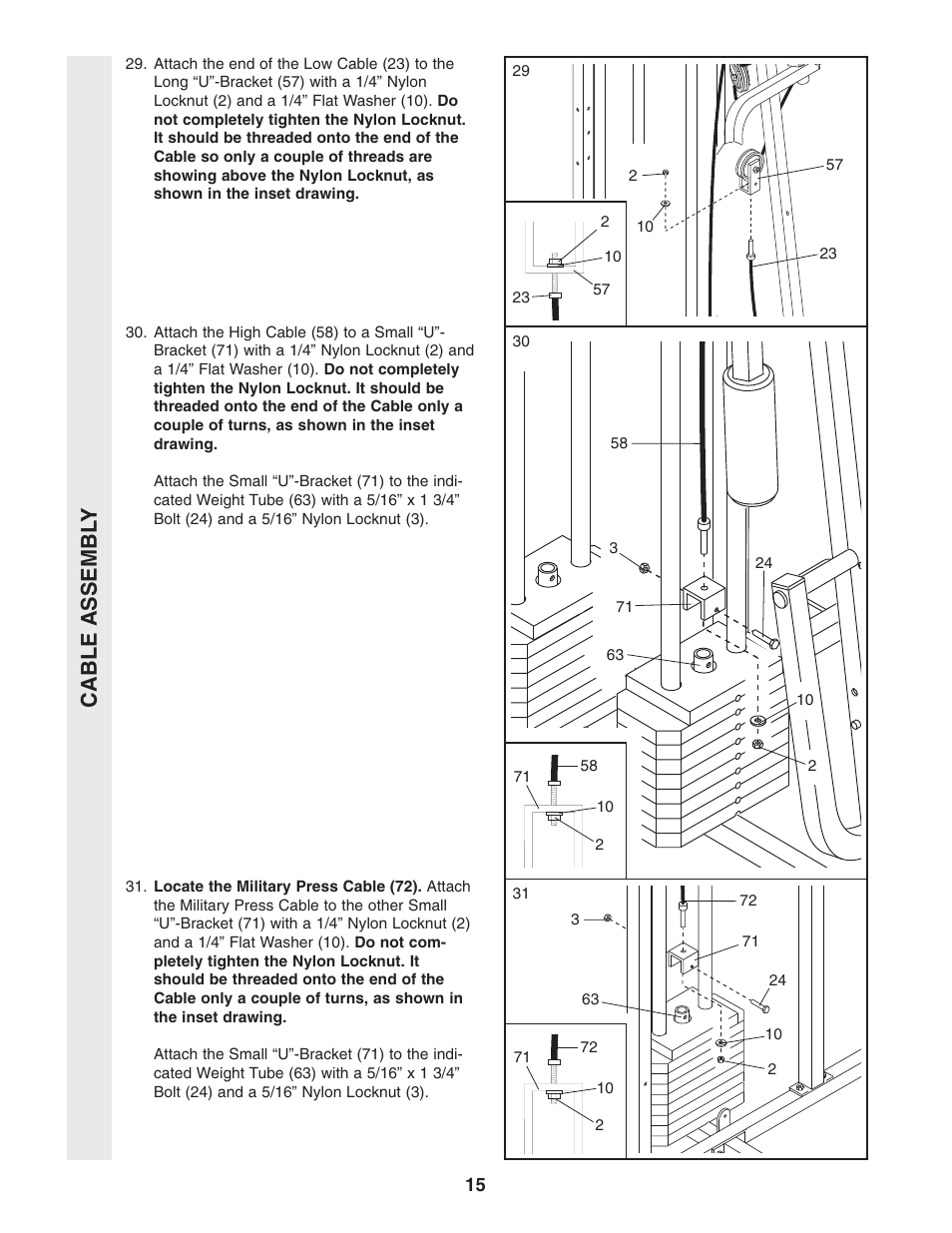 Cable assembl y | Weider WESY96352 User Manual | Page 15 / 33