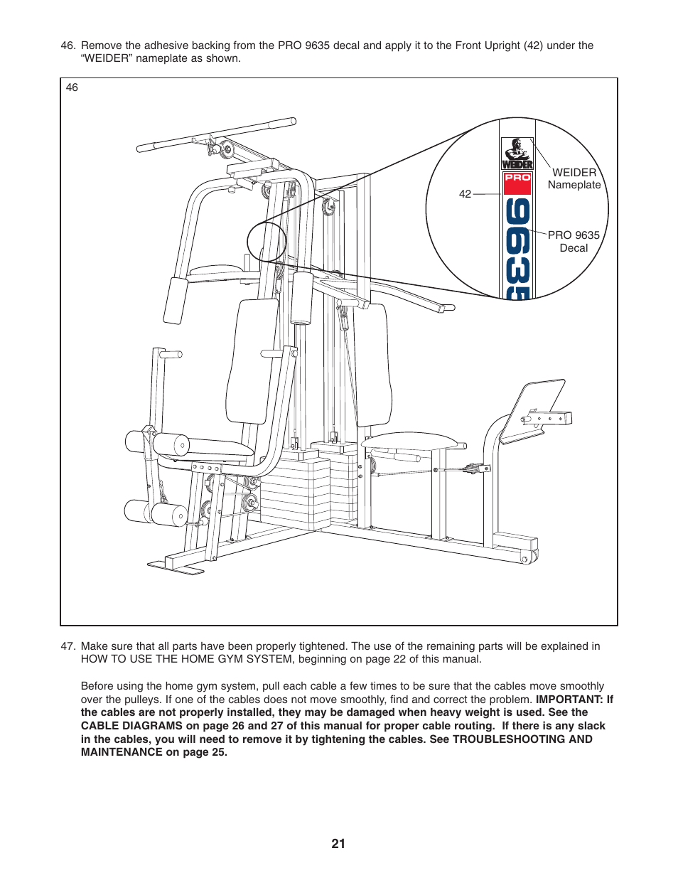 Weider WESY96352 User Manual | Page 21 / 33