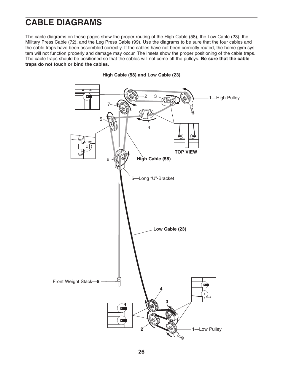 Cable diagrams | Weider WESY96352 User Manual | Page 26 / 33