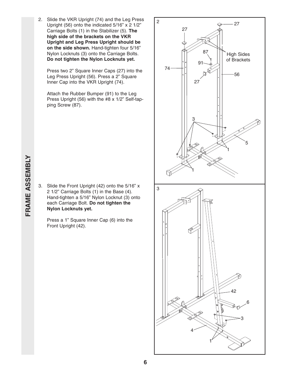 Frame assembl y | Weider WESY96352 User Manual | Page 6 / 33