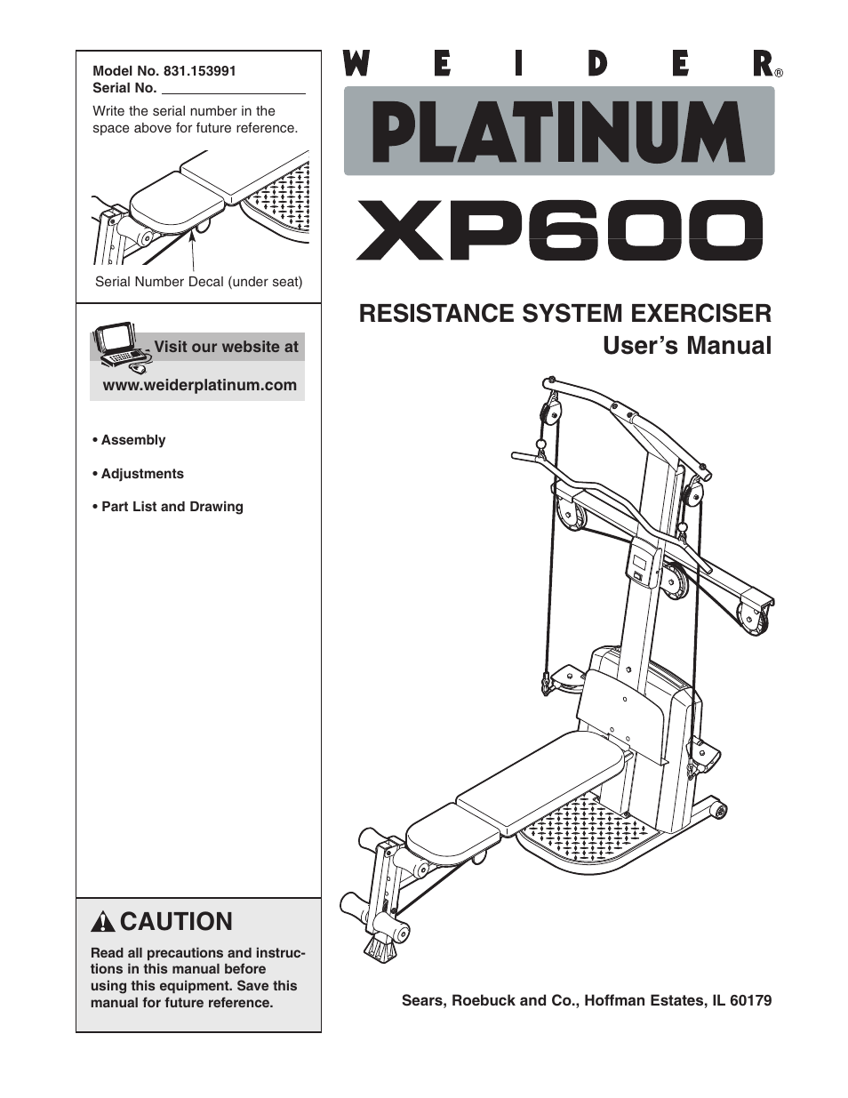 Weider 831.153991 User Manual | 27 pages