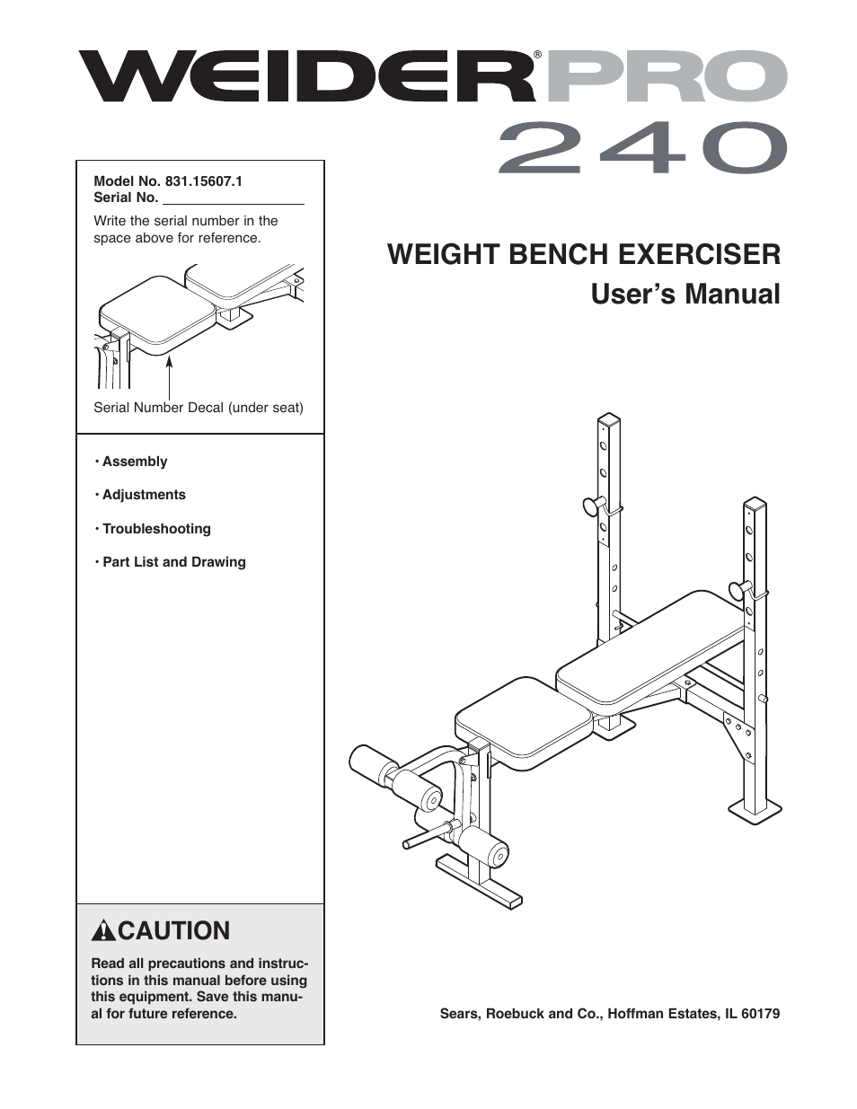Weider 831.15607.1 User Manual | 16 pages