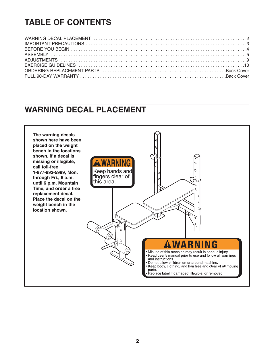 Weider 831.15607.1 User Manual | Page 2 / 16