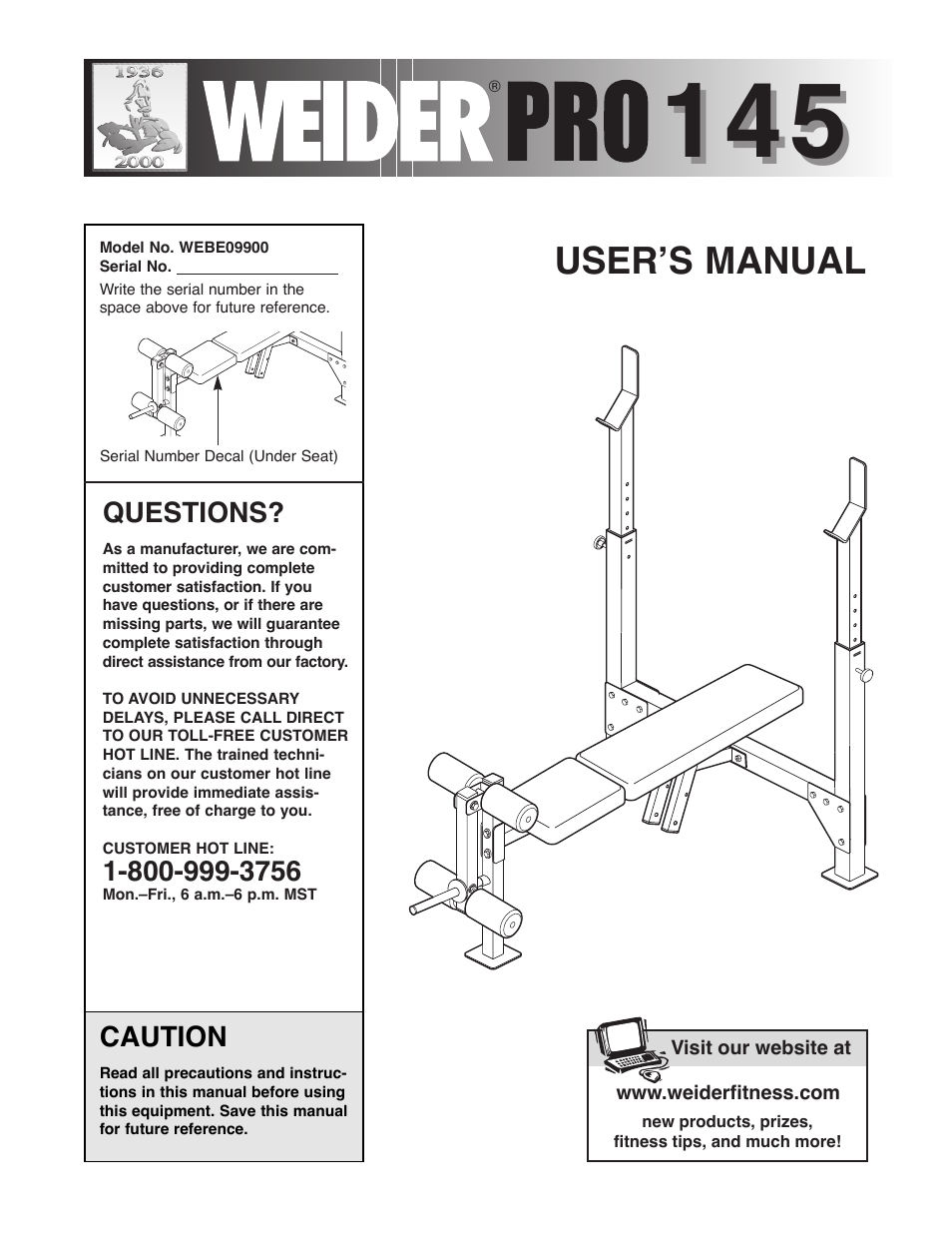 Weider WEBE09900 User Manual | 16 pages