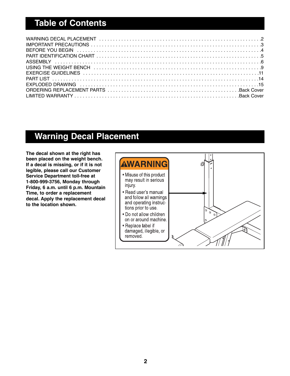 Weider WEBE09900 User Manual | Page 2 / 16