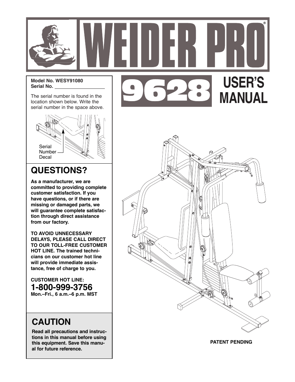 Weider WESY91080 User Manual | 29 pages