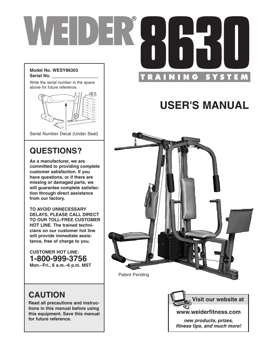 Weider WESY86303 User Manual | 36 pages