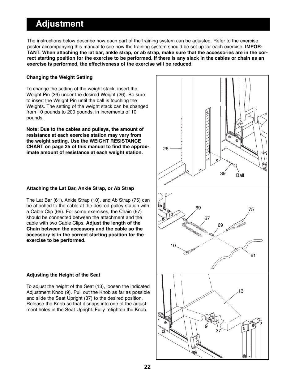 Adjustment | Weider 16.8ST User Manual | Page 22 / 33