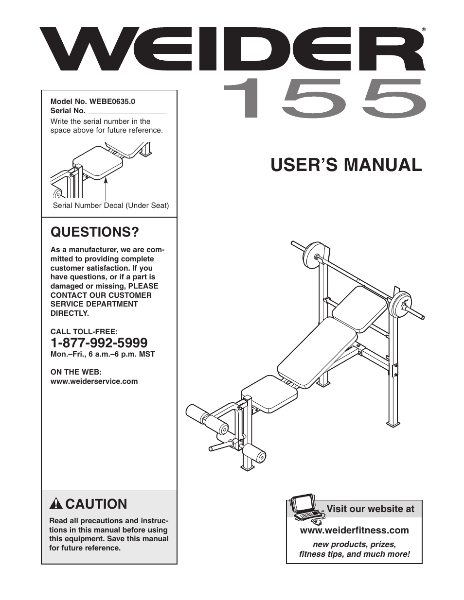 Weider WEBE0635.0 User Manual | 15 pages