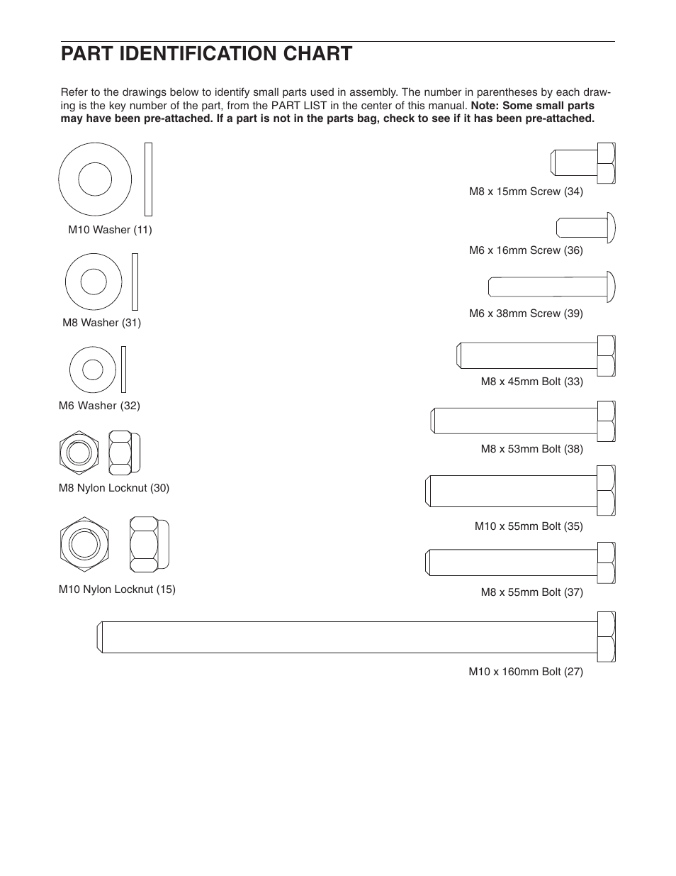 Part identification chart | Weider WEBE0635.0 User Manual | Page 12 / 15
