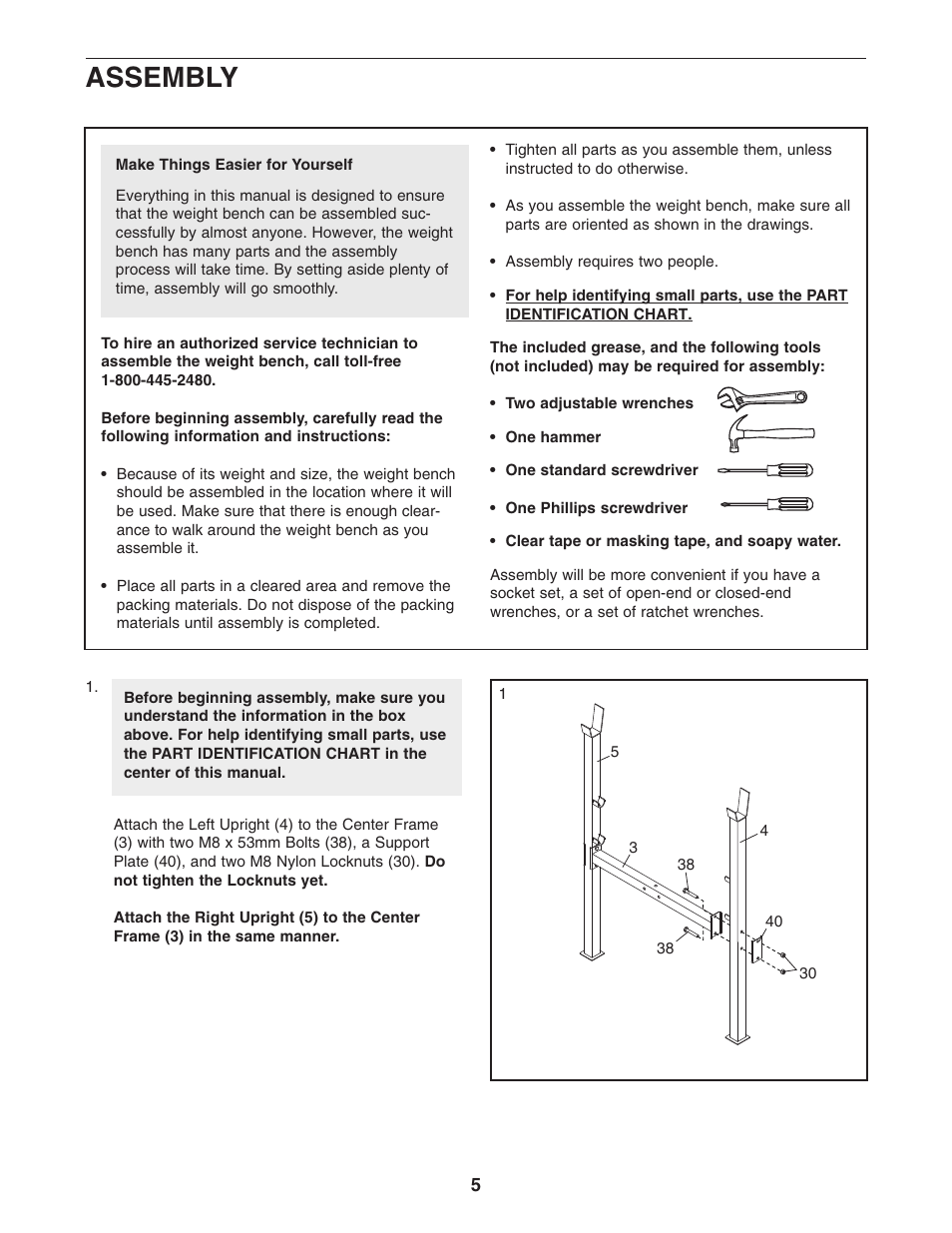 Assembly | Weider WEBE0635.0 User Manual | Page 5 / 15