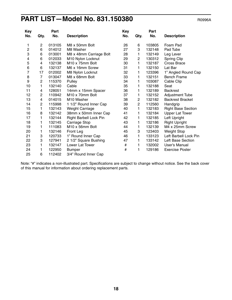 Weider 831.150380 User Manual | Page 18 / 20