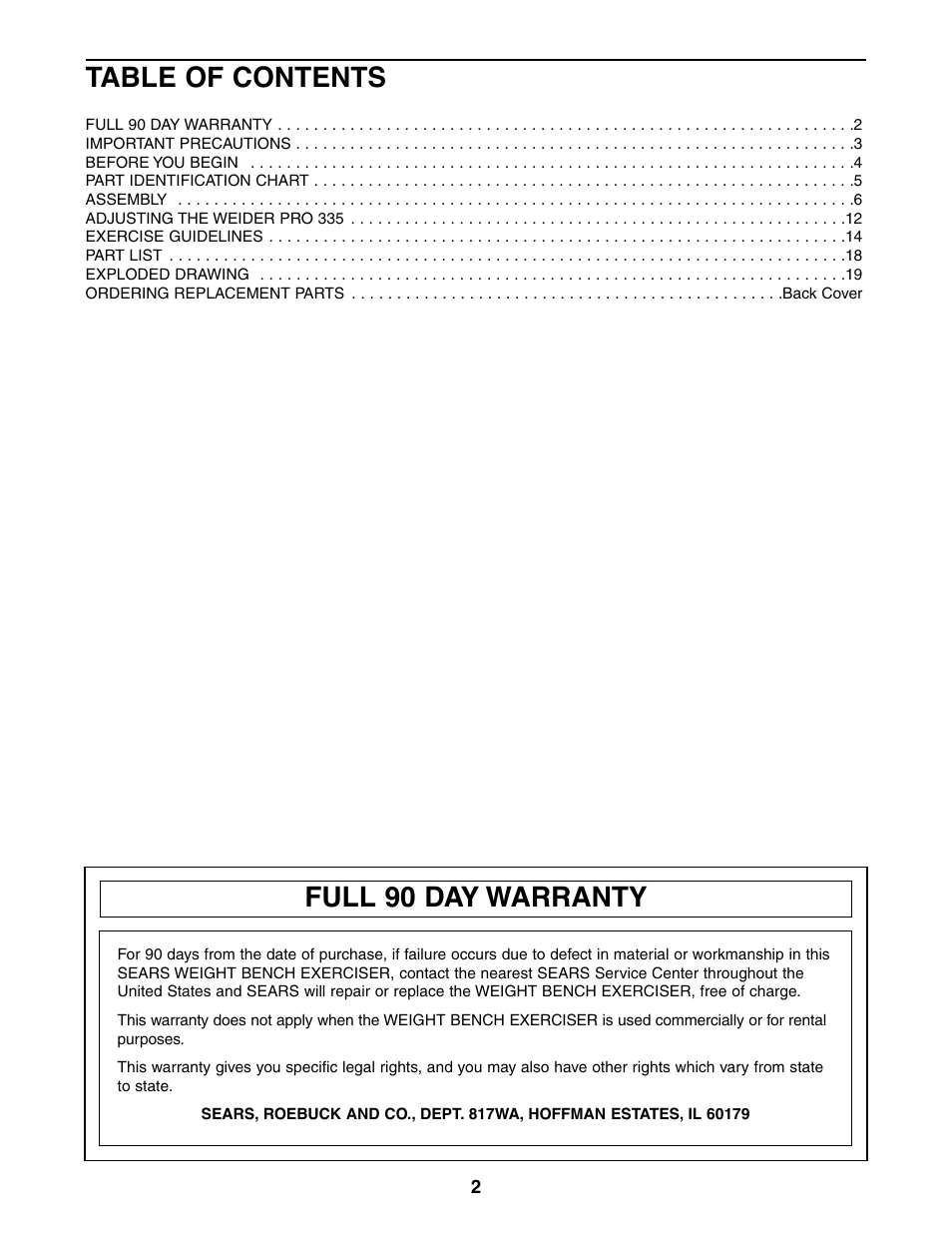 Weider 831.150380 User Manual | Page 2 / 20