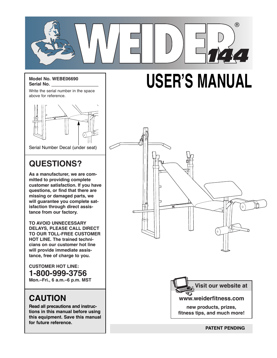 Weider WEBE06690 User Manual | 16 pages